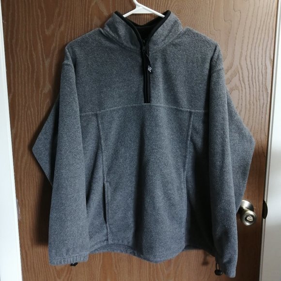 [45] Alpine Tek Black Grey Zip Fleece Jacket Pullover Size M - Picture 1 of 7